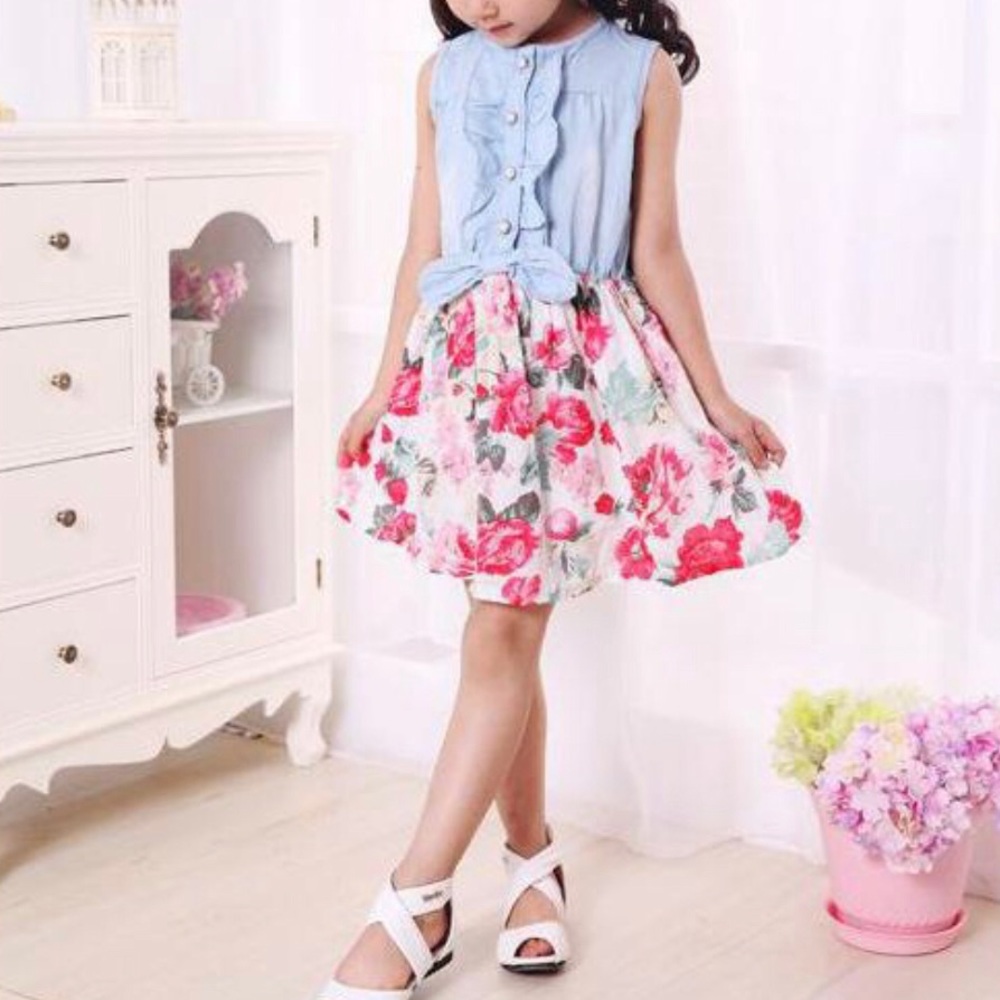 Summer New Girls Floral Design Skirt